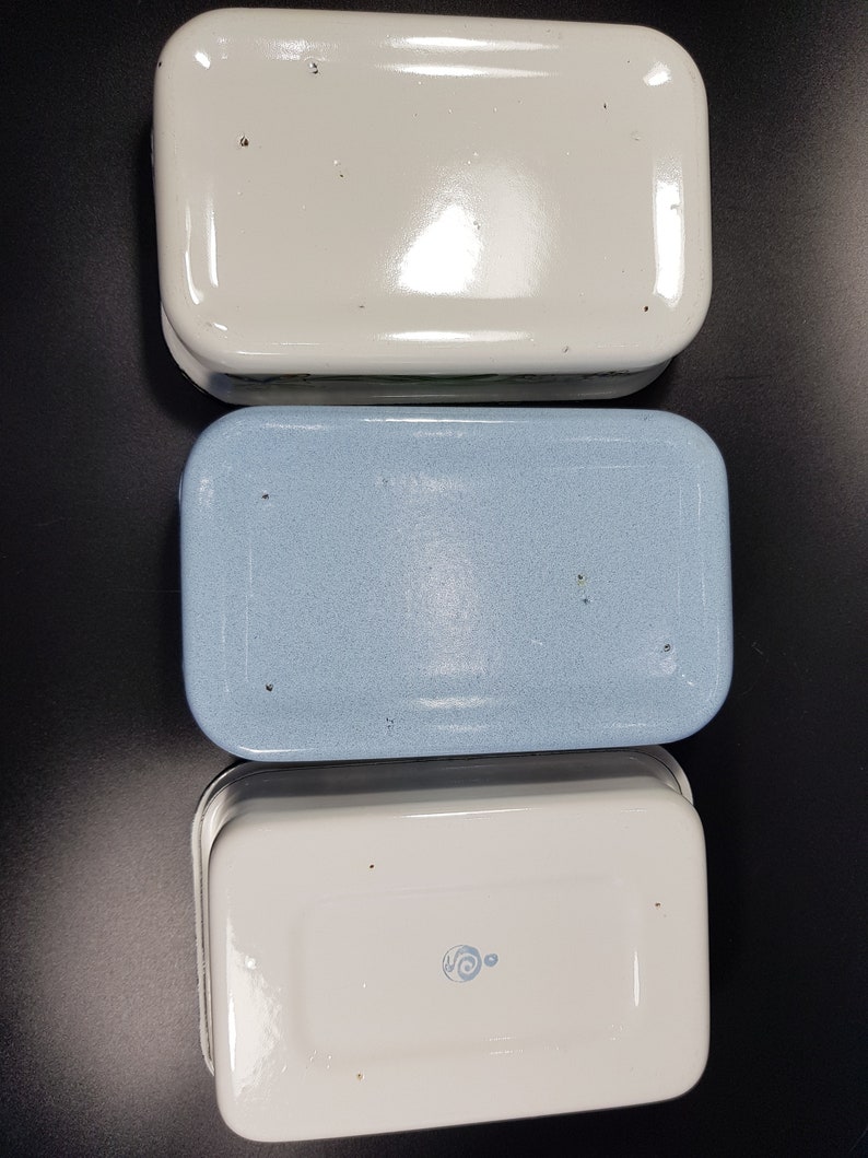 Set of 3 Vintage White Enamel Storage Containers With Lid Etsy