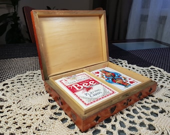 Vintage speelkaartdoos, speelkaarthouder, speelkaartenhoes, een geschenk voor hem