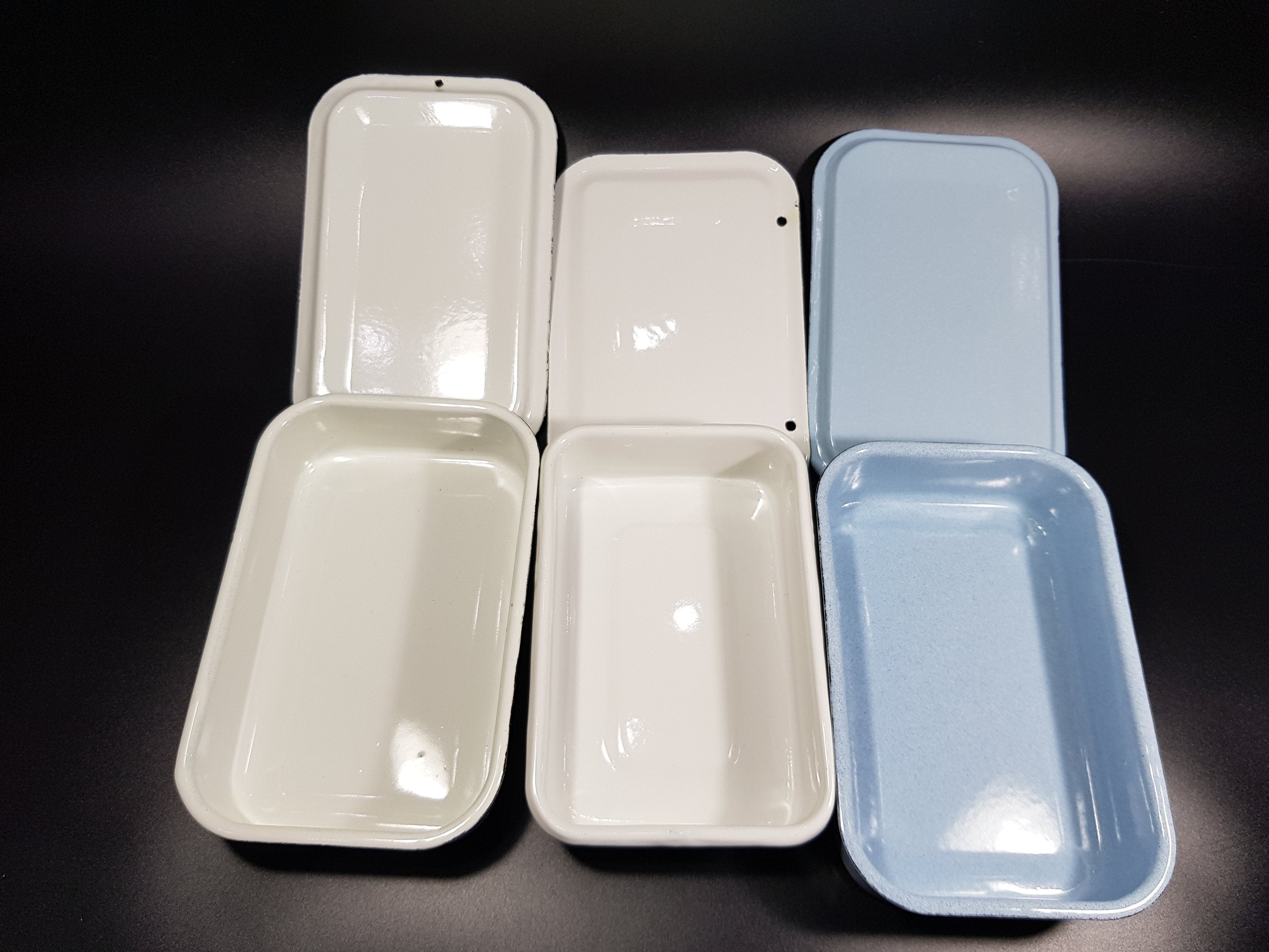 Set of 3 Vintage White Enamel Storage Containers With Lid Etsy