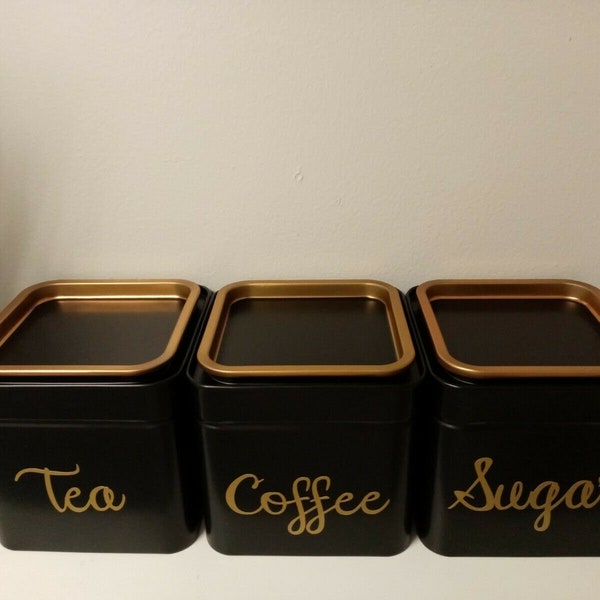 Stackable Tea Coffee Sugar Canisters Etsy UK