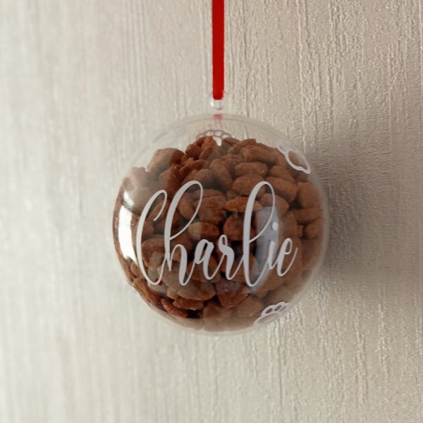 Fillable Baubles Perfect For Pet Treats Gifts Presents With Ribbon 10cm diameter for Dog Cat