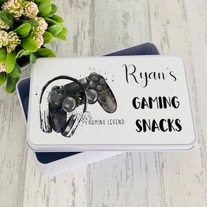 Personalised Treat Tin Gaming tin Perfect for Gift/Treats tin with gamer design and your own choice of name