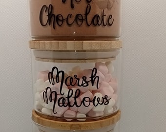 Hot chocolate station storage stacking jars 3 tier for flake marsh mallows hot chocolate