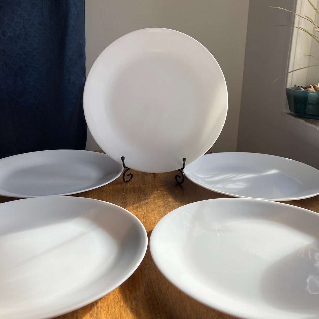 5 Corelle White Dinner Plates, 5 Corelle Just White Dinner Plates, 5