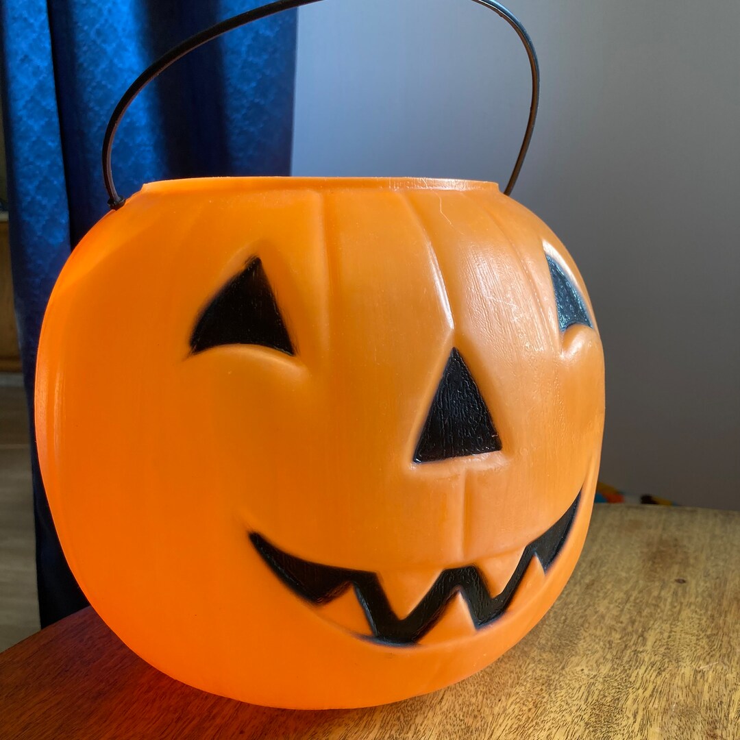 General Foam Plastics USA Made Pumpkin Treat Pail 1980s 1990s Halloween
