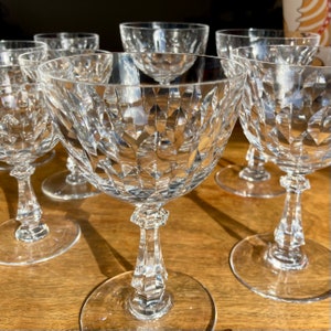 Val St. Lambert Crystal Wine Glass 9 Peice Lot, Vintage Cut Crystal Glassware Val St. Lambert, Vintage Val St Lambert Vas24 Goblets Set of 9