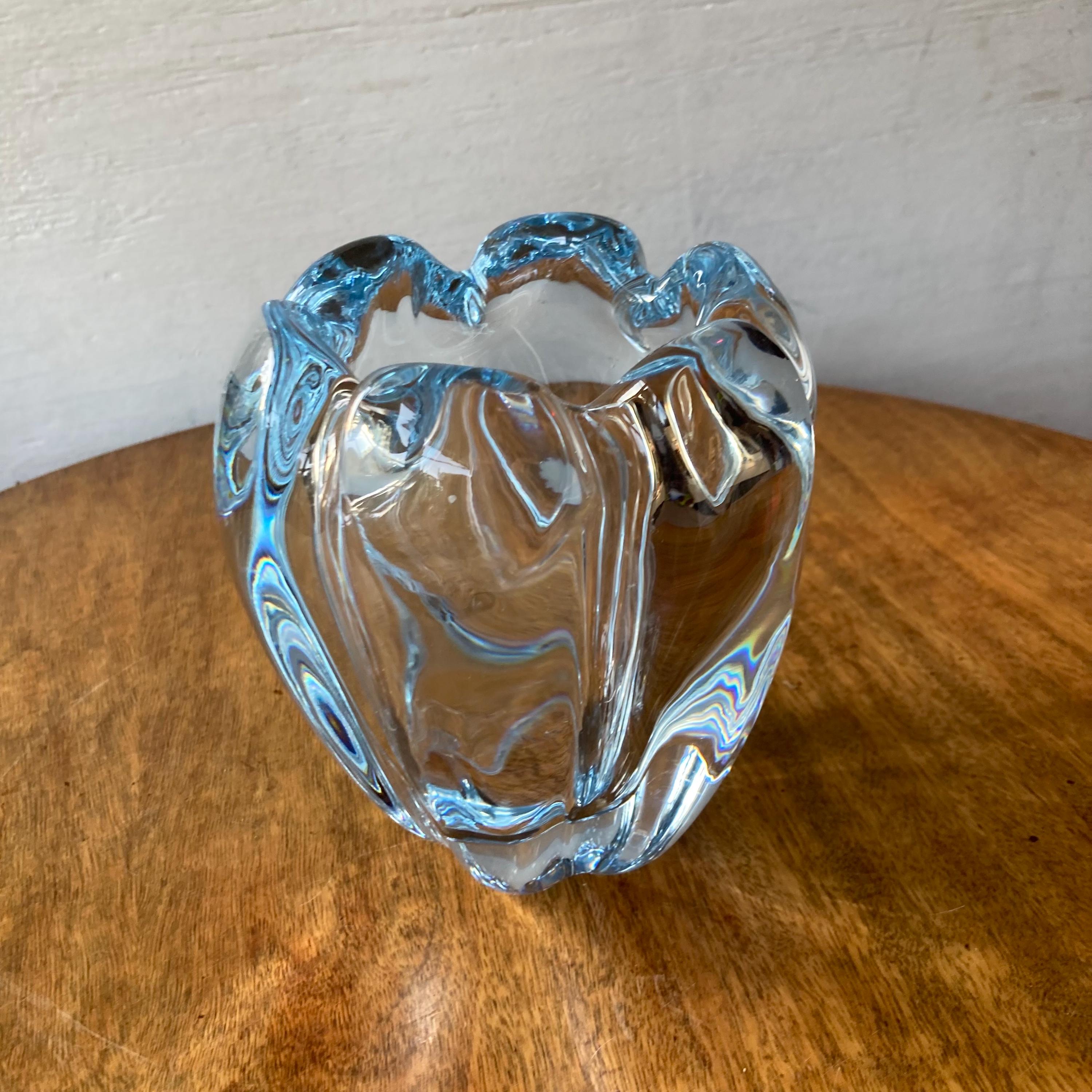 Vintage Swedish Blue Crystal Vase by Vicke Lindstrand for Orrefors