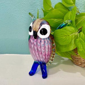 Vintage Art Glass Owl, Vintage Blown Glass Owl Figurine, 9” Glass Owl, Art Glass Owl Figurine, Gift for Teacher, Gift for Mom, Vintage Owl