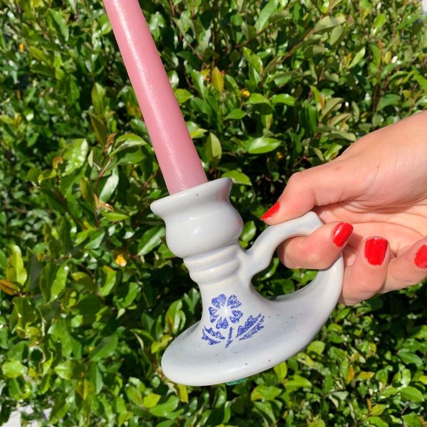 Ceramic Candle Holder With Handle Etsy