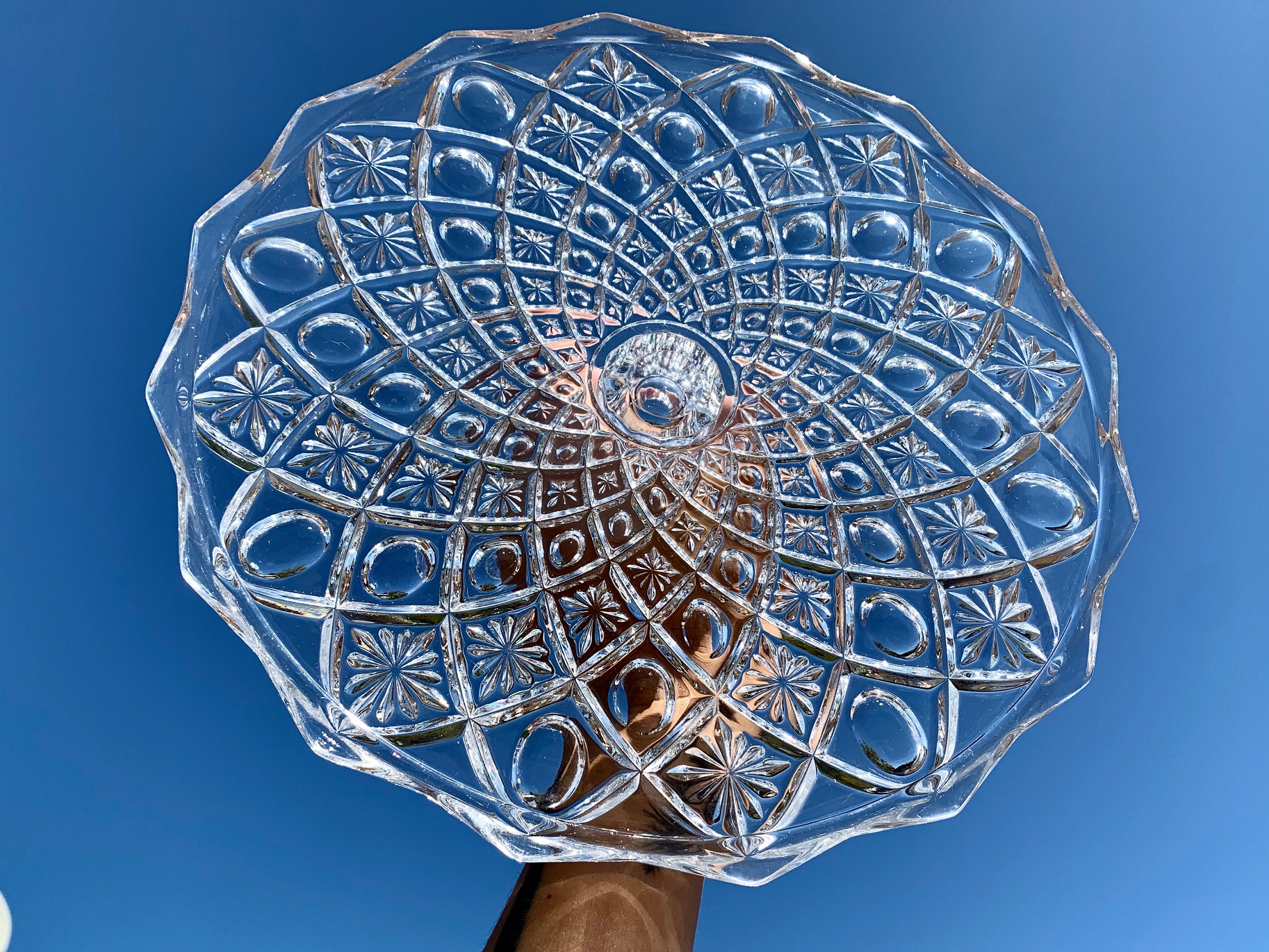 Vintage 12 Lead Crystal Cake Stand Ornate Lead Glass Etsy