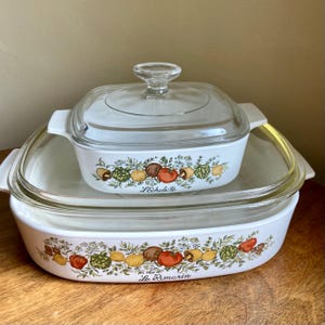 Corning Spice of Life Lot with Lids, A-1-B CorningWare Spice of Life 1 Quart Casserole With Lid and A 22 Spice of Life Skillet With Lid