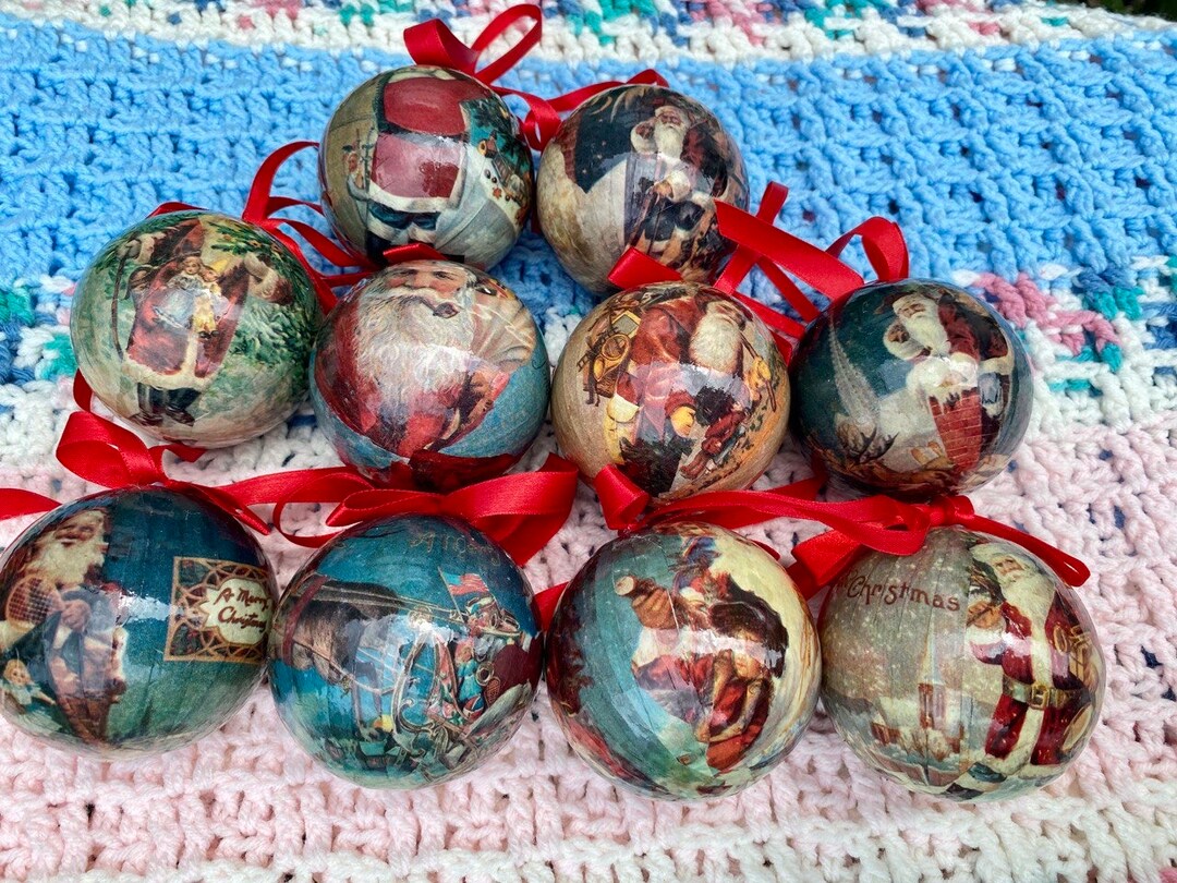 Set of 10 Vintage Paper Mache Ornaments Vintage 2.5 Papiermâché