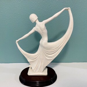 A. Santini Woman Dancing Art Deco Statue Vintage Cast Marble A. Santini ...