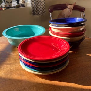 Fiestaware Lot of 12 Plates and Bowls Mixed Colors, Lead Free Fiestaware Salad Plates Cereal Bowls Serving Bowl, Fiestaware Y2k Vintage