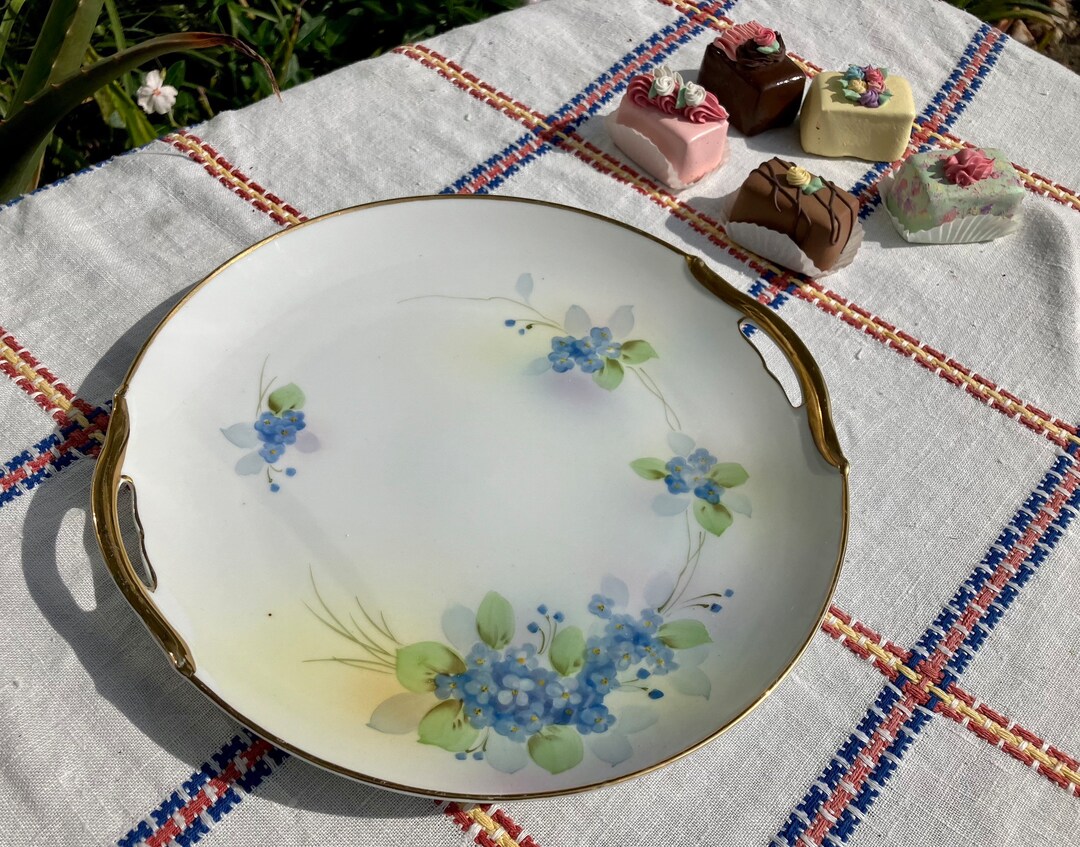Antique Cake Serving Tray Nippon China Hand Painted 9 Cake Serving Tray