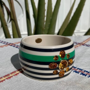 Juicy Couture Chunky Bangle A Trip to Bountiful Chunky Striped Bangle with Rhinestones by Juicy Couture Y2K Vintage Early 00s Chunky Bangle