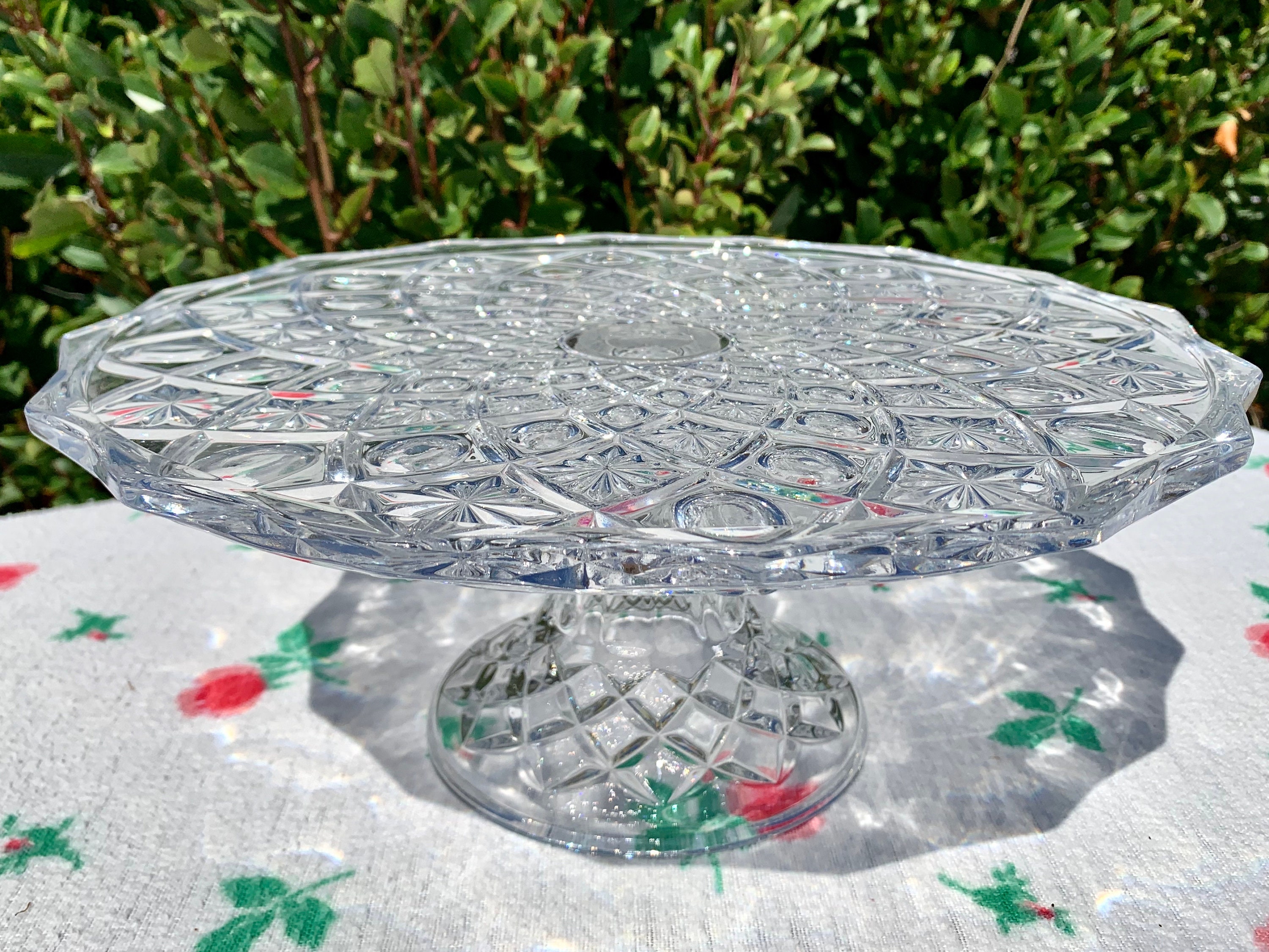 Vintage 12 Lead Crystal Cake Stand Ornate Lead Glass Etsy