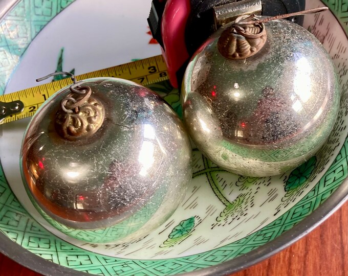 Pair of Antique German Kugel Ornaments 19th Century Christmas Ornaments