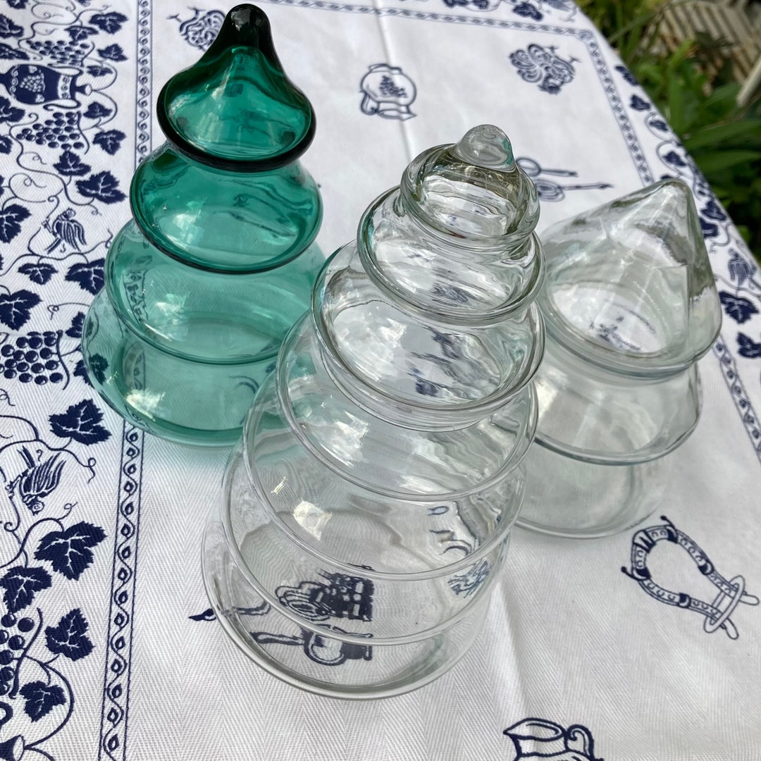 Christmas Tree Jar Lot of 3 Glass Christmas Tree Jar Set Small Etsy