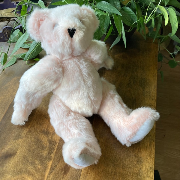 RARE Light Pink Vermont Teddy Bear Fully Jointed USA Made 16” Vermont Teddy Bear Pink and White Rare Vermont Teddy Bear EXCELLENT Condition