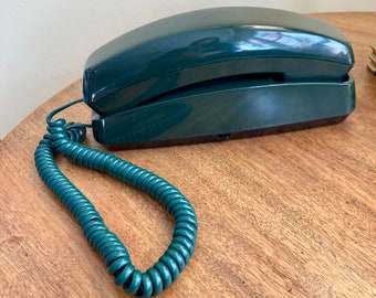 Vintage Dark Green Corded Telephone, Deep Green Color Home Telephone, TESTED and WORKS Vintage Dark Green Corded Phone, Vintage 1990s Phone