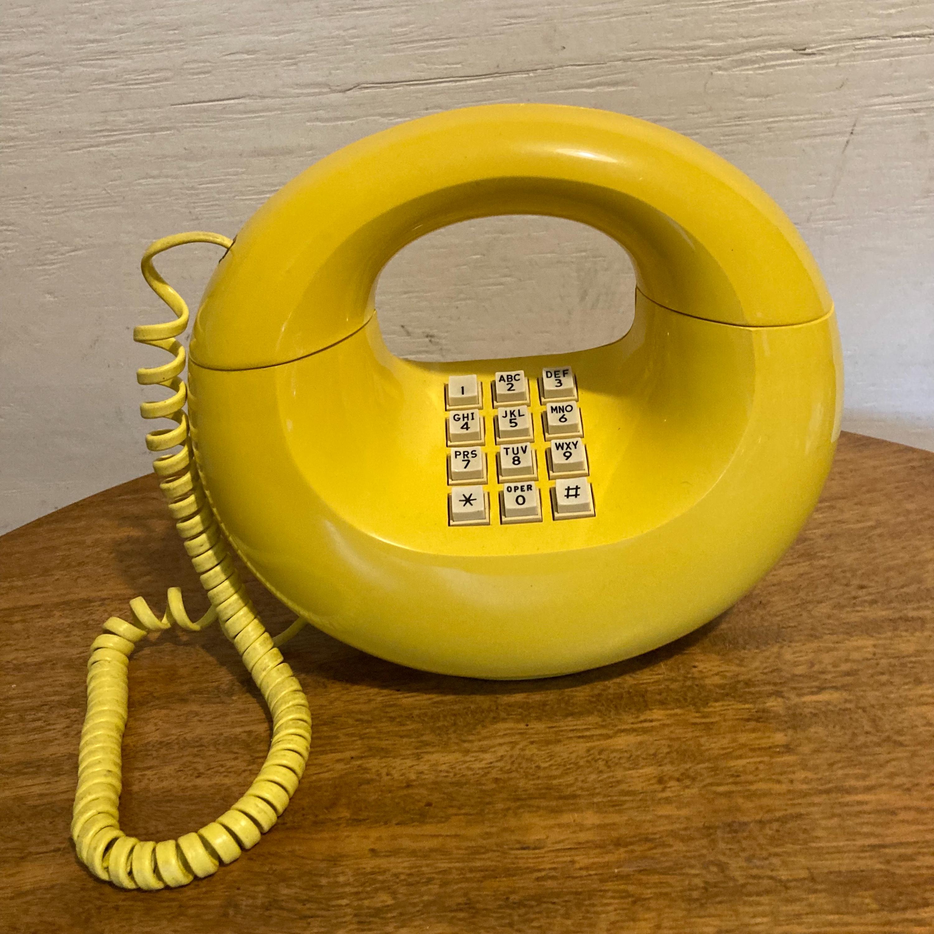 Vintage Western Electric Yellow Donut Phone, Vintage Bright Yellow