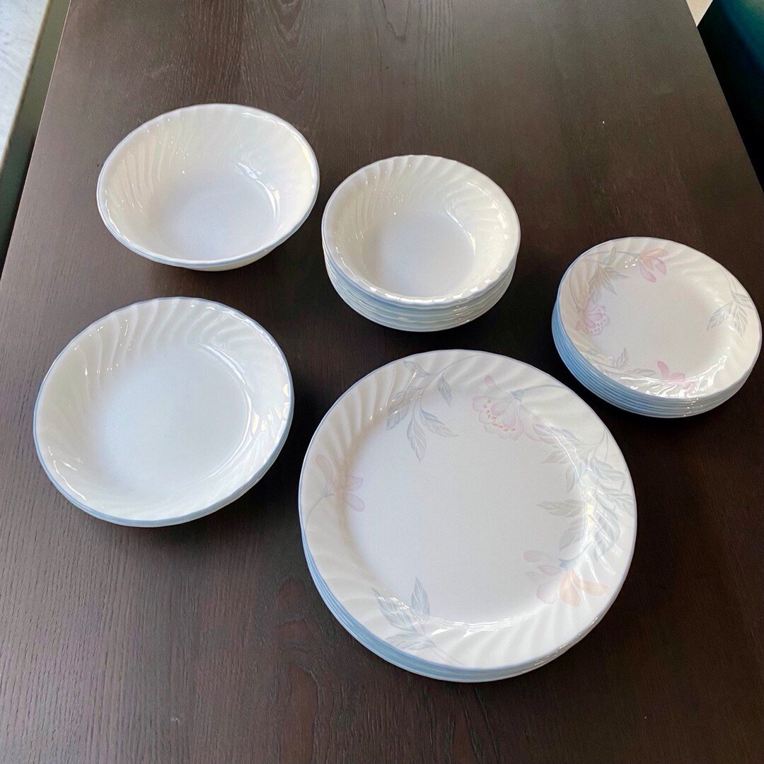 Corelle Pink Pattern Corelle Pink Trio 26 Piece Lot, Vintage Corelle Pink Trio Lot of 26 ...