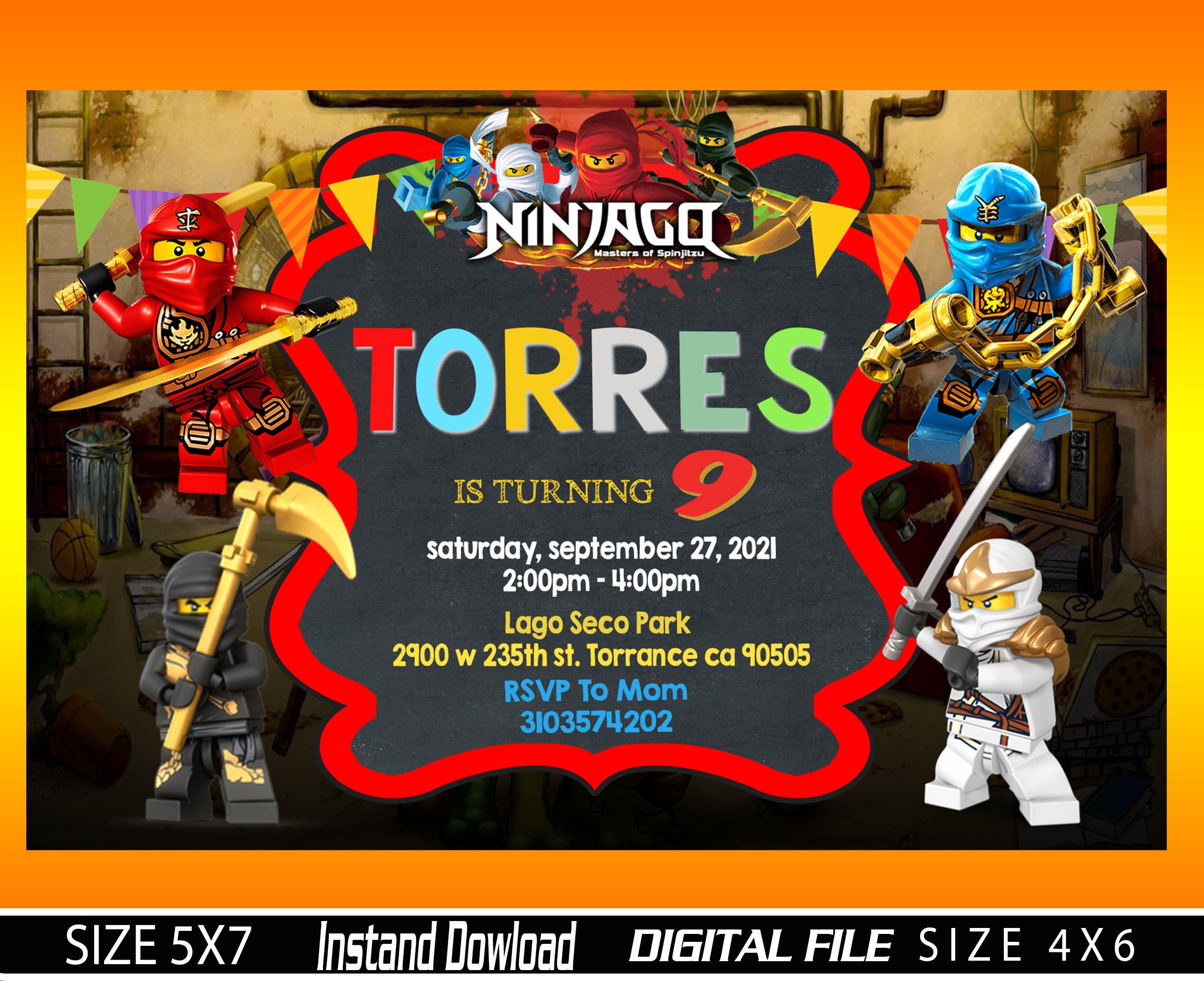 Ninja Go Invitation Birthday Invitation Birthday For Boys Etsy