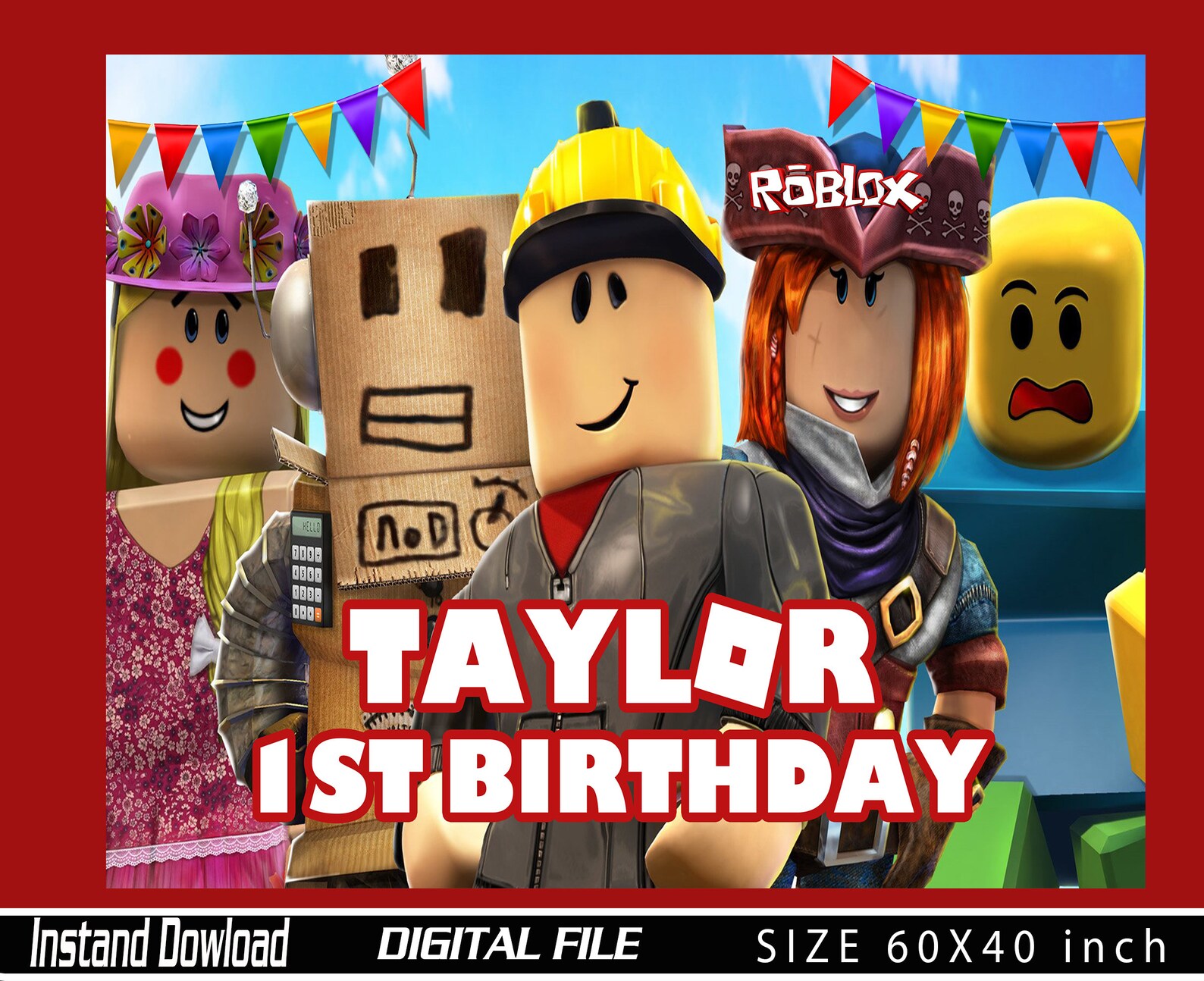Custom Backdrop Roblox Birthday Party Printables | Etsy