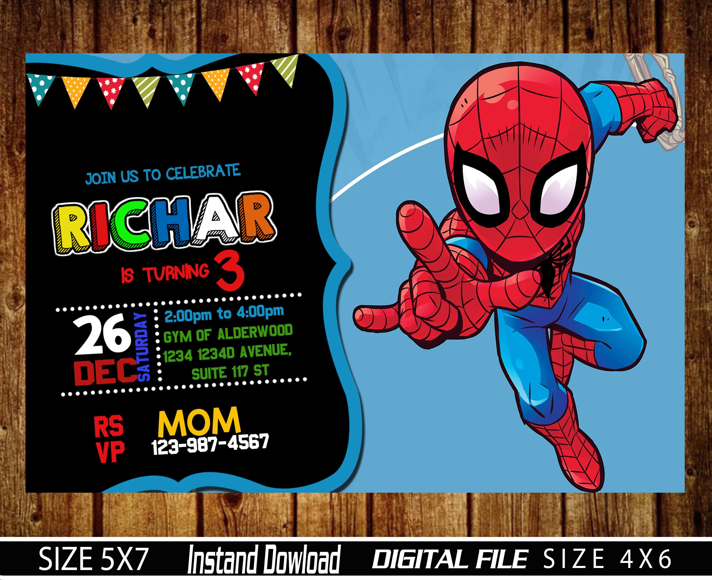 Spiderman Invitation Birthday Invitation Birthday For Boys Etsy