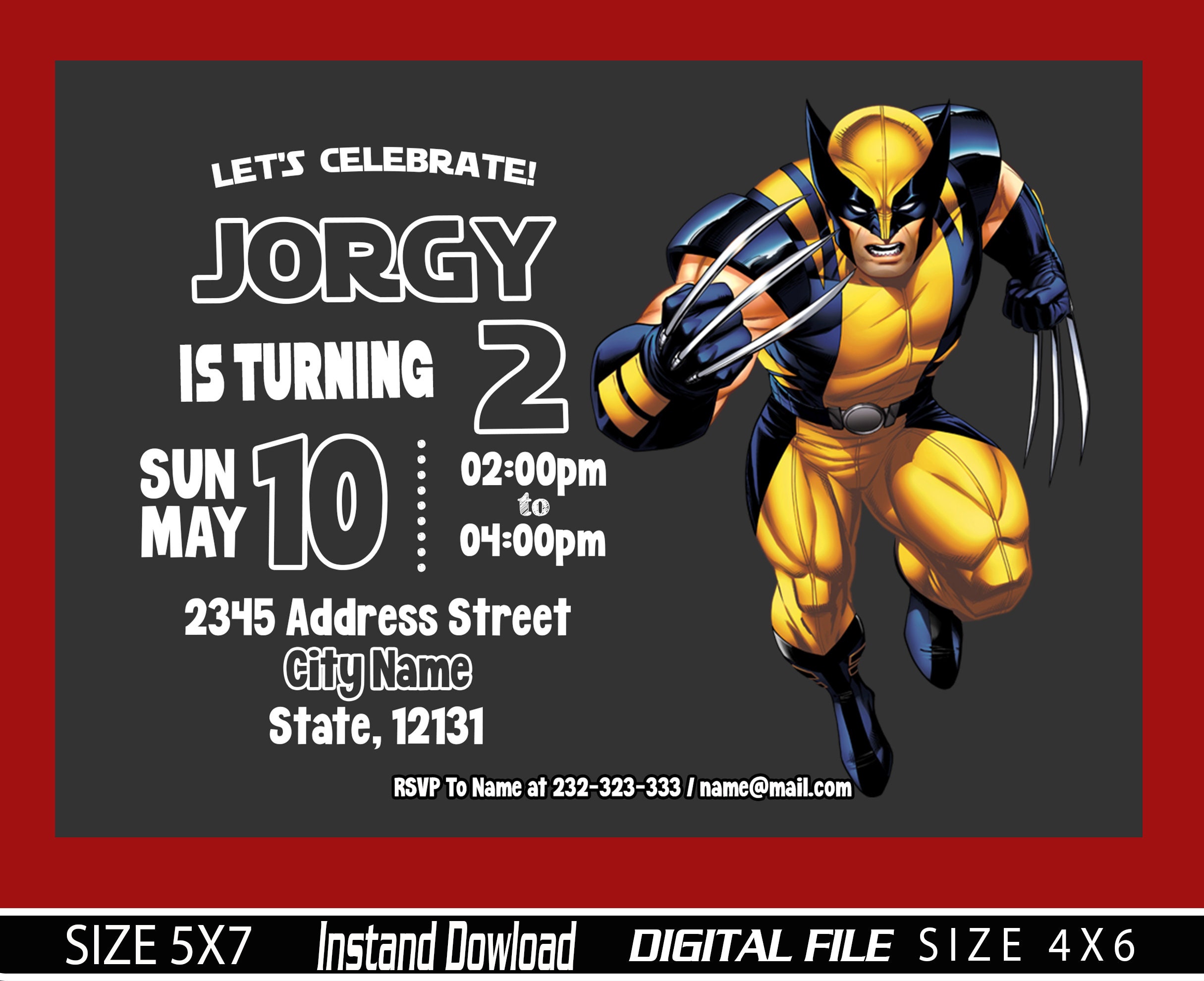 Wolverine Invitation Birthday Wolverine Birthday Invitation | Etsy