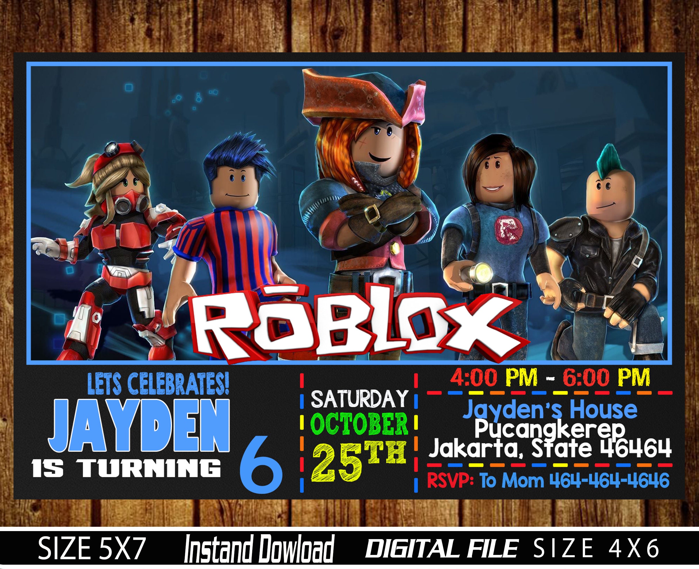 Roblox Invitation Birthday Invitation Birthday For Boys Etsy