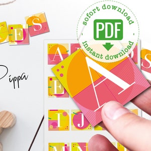Alphabet-Karten "Pippa", printable Flashcards, klassizistische Antiqua grafisch modern, PEPPER&BRAIN® Design-ABC-Karten quadratisch Download
