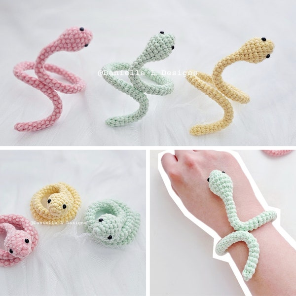 Snake bracelet crochet pattern | Snake amigurumi pattern