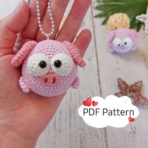 Crochet Piggy Amigurumi Keychain Pattern (PDF)