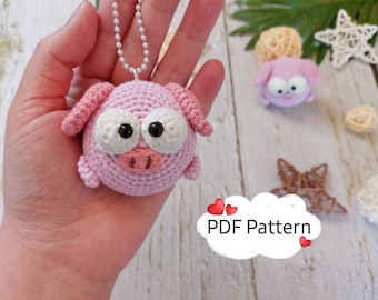 Crochet Piggy Amigurumi Keychain Pattern (PDF)