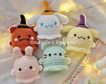 Ghost Amigurumi Crochet Pattern: Cinnamoroll, Bear, Bunny, Cat (PDF)