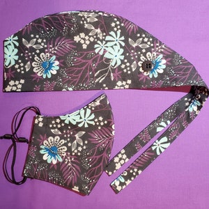Tie Back Surgical Scrub Cap With Buttons Various Prints Available