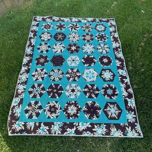Turquoise and Brown Kaleidoscope Quilt