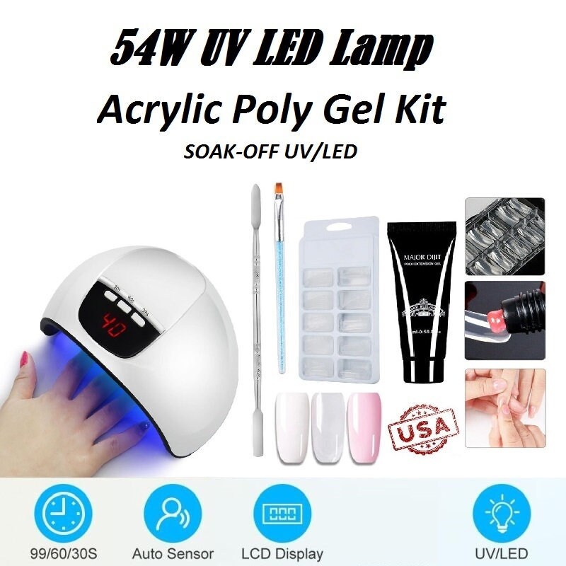 54W UV LED Lamp & Acrylic Nails Poly Gel Nails Fake Nails Kit Etsy
