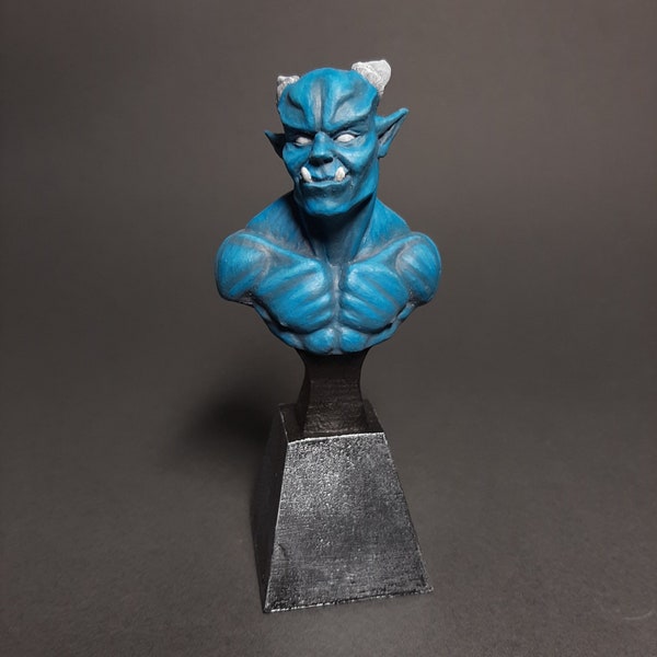 Blue Demon ,collectible figure from resin, handmade and hand painted with acrylic paints, the base is made of plaster,sculpture,demon