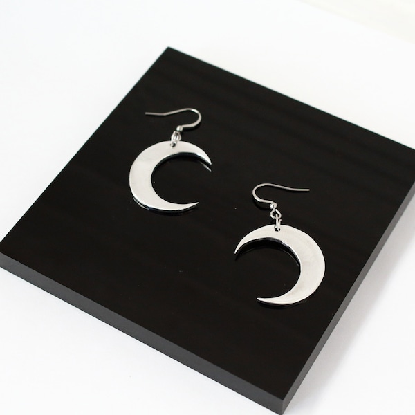 Boucles d'oreilles "Lune" en aluminium poli