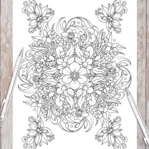 Flower Mandala VII- Printable Adult Coloring Pages (Coloring book pages for adults and kids, Coloring sheets, Colouring designs)