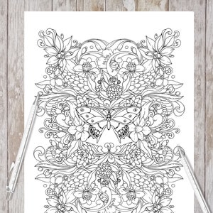Flower Mania - Printable Adult Coloring Pages (Coloring book pages for adults and kids, Coloring sheets, Colouring designs)