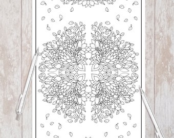 Printable Adult Coloring Page | Flower Mandala VI | Instant Download
