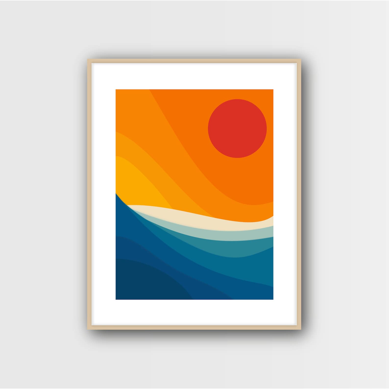 Abstract Waves Print Minimalist Ocean Art Sea Wall Art beach House