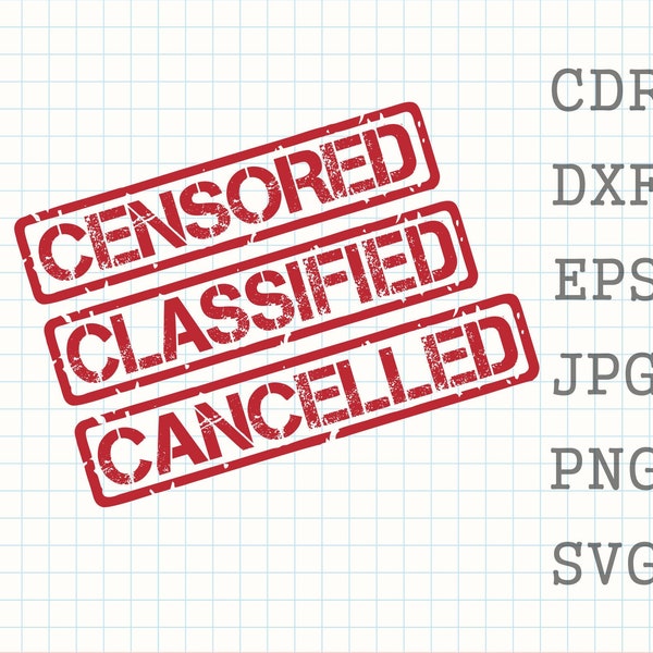 Censored svg, classified svg, cancelled stamp svg, censored stamp print