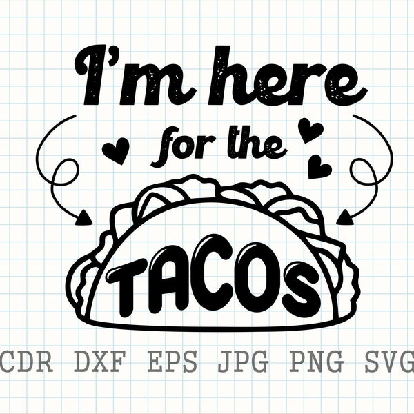 I'm here for the tacos, funny tacos svg, taco tuesday png, Cinco de Mayo svg, taco shirt print, foodie clipart