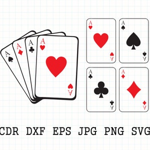 Karty do gry svg, karty pokerowe svg, kasyno svg, Kiery, Piki, Trefle, Karo, Asy png