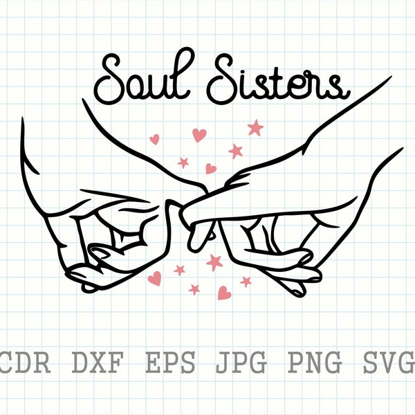 Soul sisters svg, best friend printable clipart, unbiological sister vector silhouette, soul sister mug